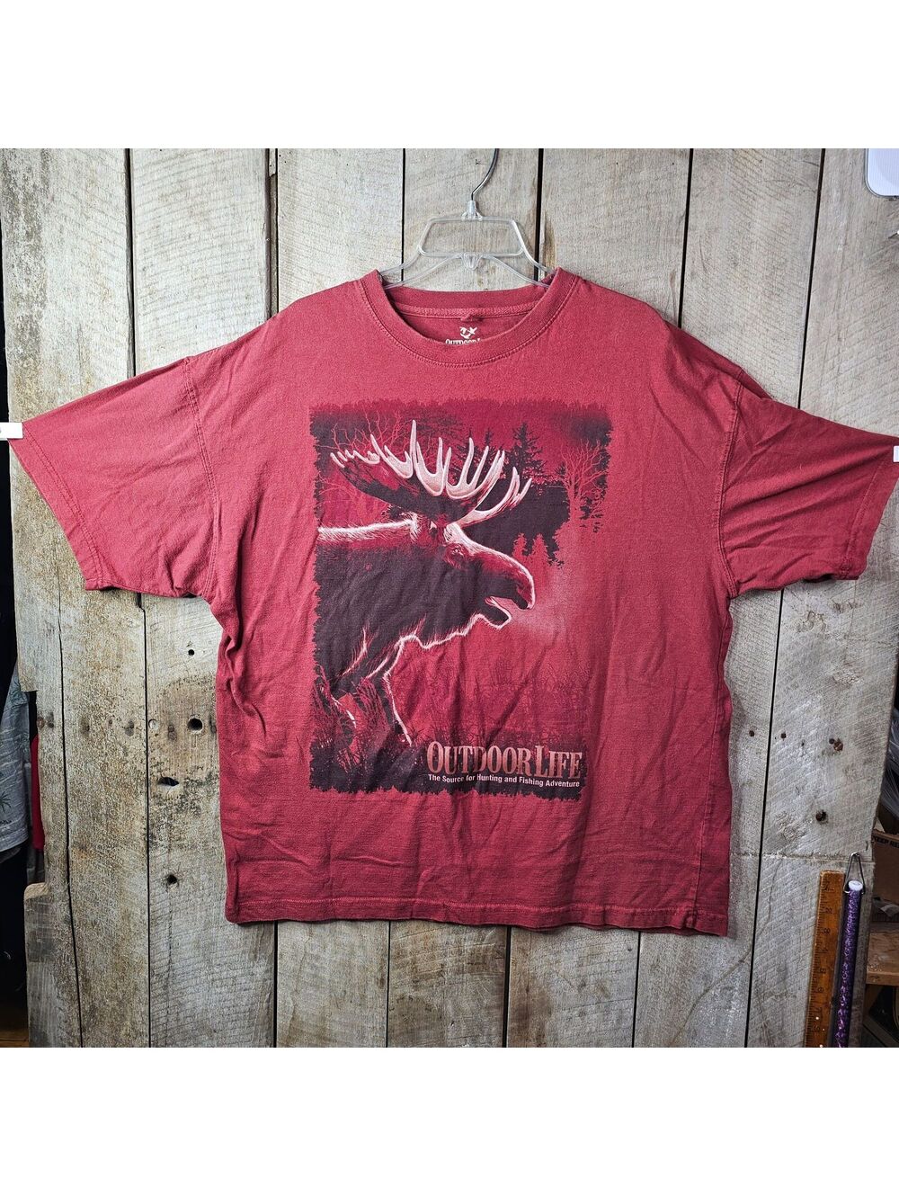 Outdoor Life Moose Graphic T-Shirt XXL Red Hunting Fishing Wildlife Tee